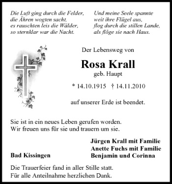 Anzeige von Rosa Krall von MGO