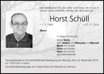 Anzeige von Horst Schüll von MGO