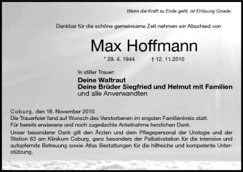 Anzeige von Max Hoffmann von MGO