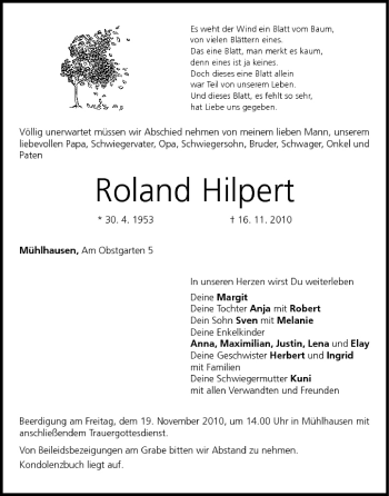Anzeige von Roland Hilpert von MGO