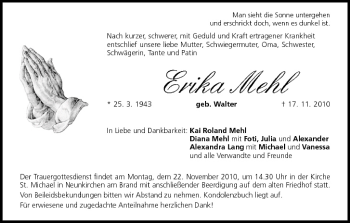Anzeige von Erika Mehl von MGO