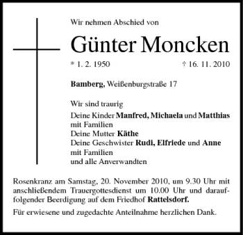 Anzeige von Günter Moncken von MGO