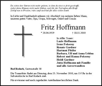 Anzeige von Fritz Hoffmann von MGO