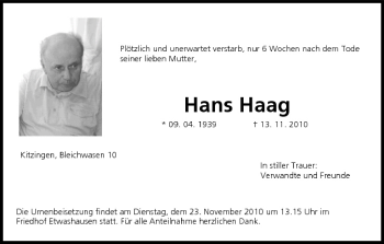 Anzeige von Hans Haag von MGO