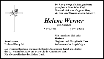 Anzeige von Helene Werner von MGO