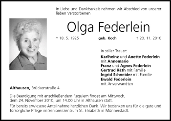 Anzeige von Olga Federlein von MGO
