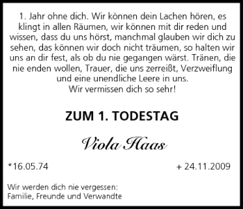 Anzeige von Viola Haas von MGO