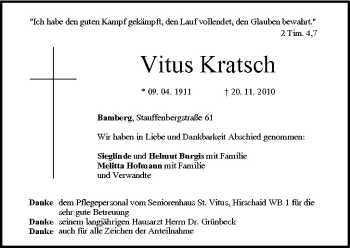 Anzeige von Vitus Kratsch von MGO