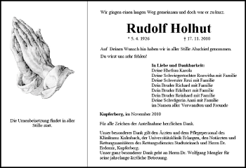 Anzeige von Rudolf Holhut von MGO