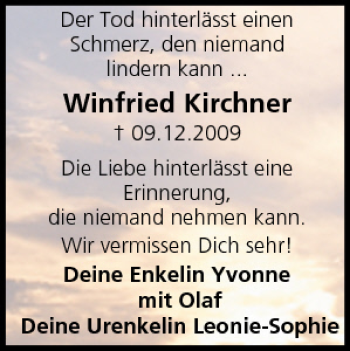Anzeige von Winfried Kirchner von MGO