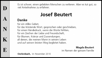 Anzeige von Josef Beutert von MGO