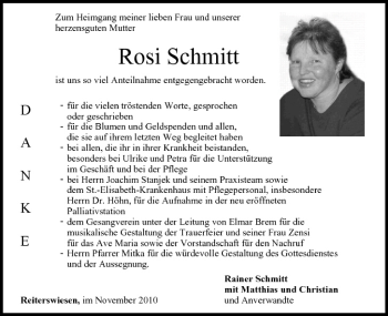 Anzeige von Rosi Schmitt von MGO