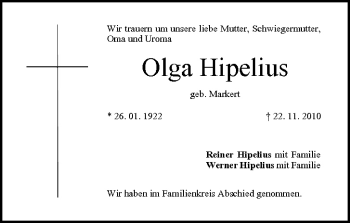 Anzeige von Olga Hipelius von MGO