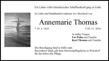Anzeige von Annemarie Thomas von MGO