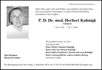 Anzeige von Herbert Kuhnigk von MGO