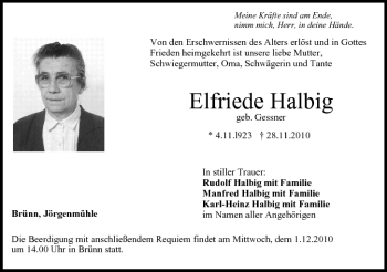 Anzeige von Elfriede Halbig von MGO