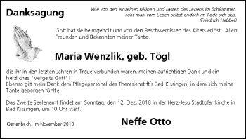 Anzeige von Maria Wenzlik von MGO