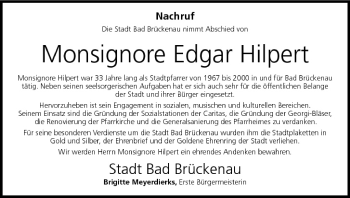Anzeige von Edgar Hilpert von MGO