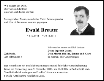 Anzeige von Ewald Breuter von MGO