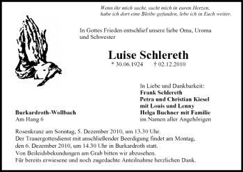 Anzeige von Luise Schlereth von MGO