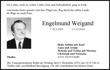 Anzeige von Engelmund Weigand von MGO