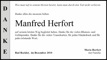 Anzeige von Manfred Herfort von MGO