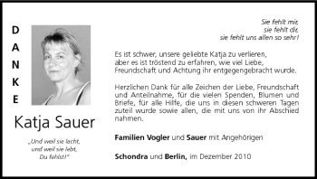Anzeige von Katja Sauer von MGO
