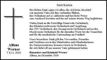 Anzeige von Alfons Werner von MGO
