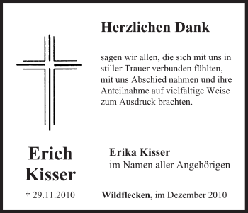 Anzeige von Erich Kisser von MGO