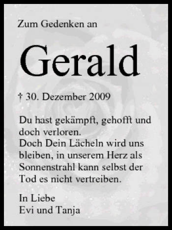 Anzeige von Gerald Wiesel von MGO