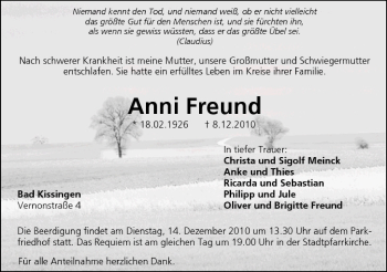 Anzeige von Anni Freund von MGO