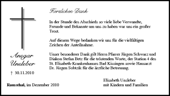 Anzeige von Ansgar Unsleber von MGO