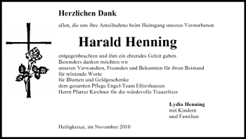 Anzeige von Harald Henning von MGO