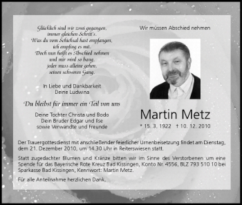 Anzeige von Martin Metz von MGO
