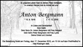 Anzeige von Anton Bergmann von MGO