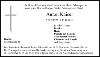 Anzeige von Anton Kaiser von MGO