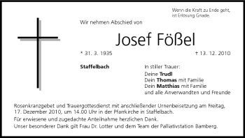 Anzeige von Josef Fößel von MGO