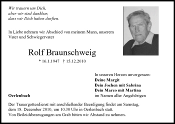 Anzeige von Rolf Braunschweig von MGO