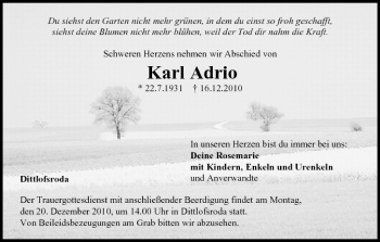 Anzeige von Karl Adrio von MGO