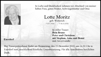Anzeige von Lotte Moritz von MGO