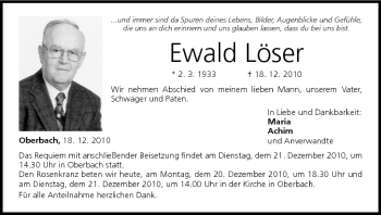 Anzeige von Ewald Löser von MGO