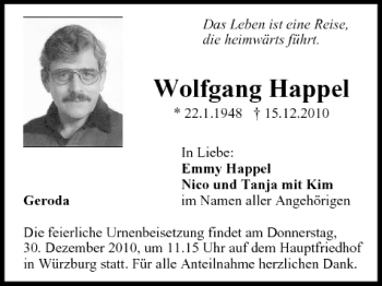 Anzeige von Wolfgang Happel von MGO