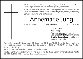 Anzeige von Annemarie Jung von MGO