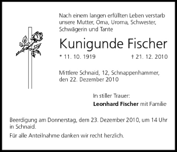 Anzeige von Kunigunde Fischer von MGO