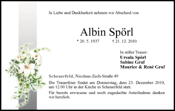 Anzeige von Albin Spörl von MGO