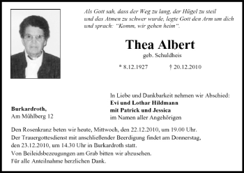 Anzeige von Thea Albert von MGO