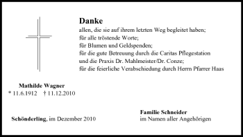 Anzeige von Mathilde Wagner von MGO