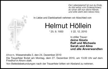 Anzeige von Helmut Höllein von MGO