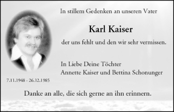 Anzeige von Karl Kaiser von MGO