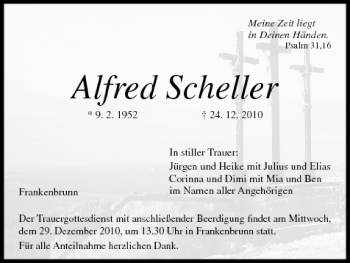 Anzeige von Alfred Scheller von MGO